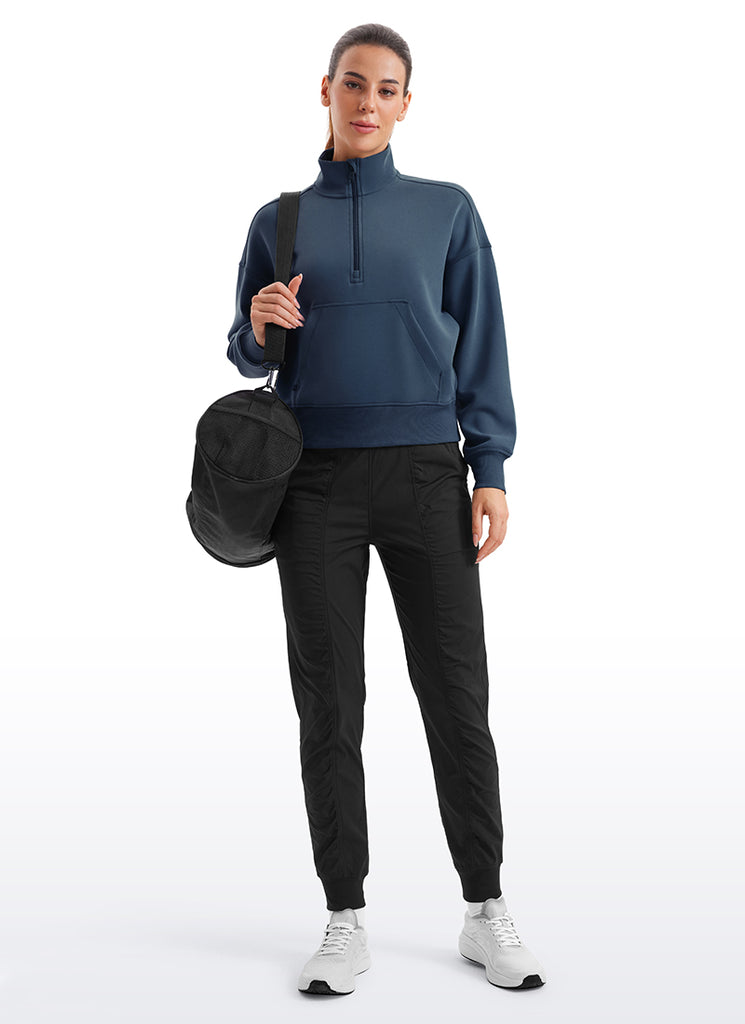 CRZ YOGA Women SoftAura Halfzip Sweatshirt Pullover Long Sleeve Pocket Black