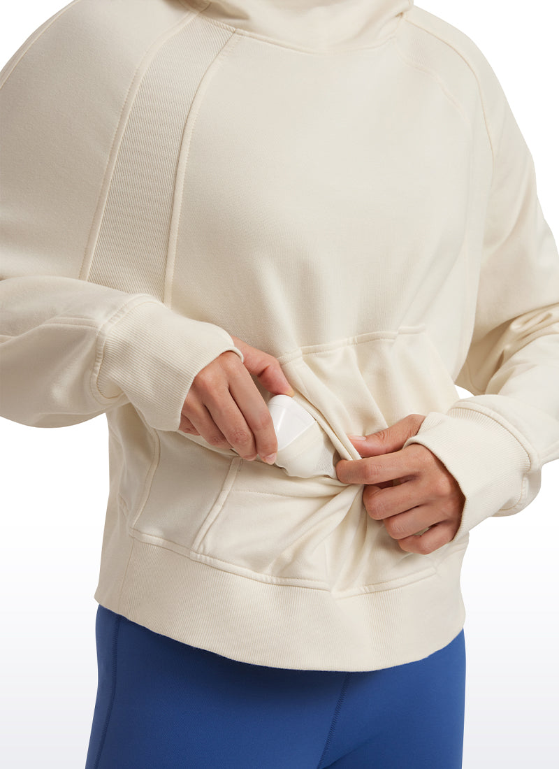 Fleece Mock Neck Hoodies with Thumb Holes