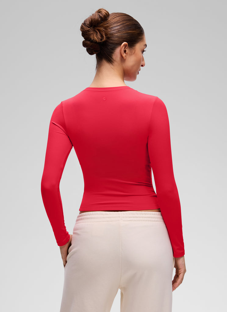 CRZ YOGA Women's Crew Neck Tight Fit Long Sleeve Shirts Casual Tee Rock grey