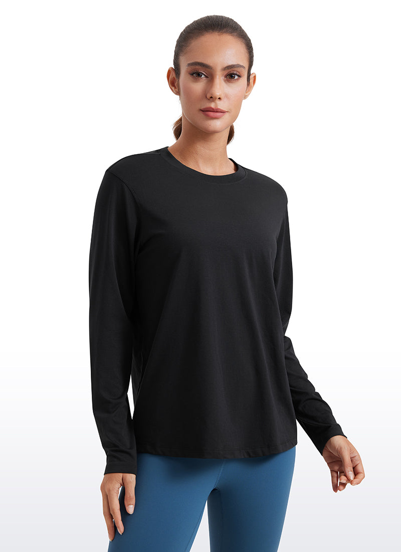 CRZ YOGA Women Workout Loose Fit Cassual Long Sleeves Quick Dry Black
