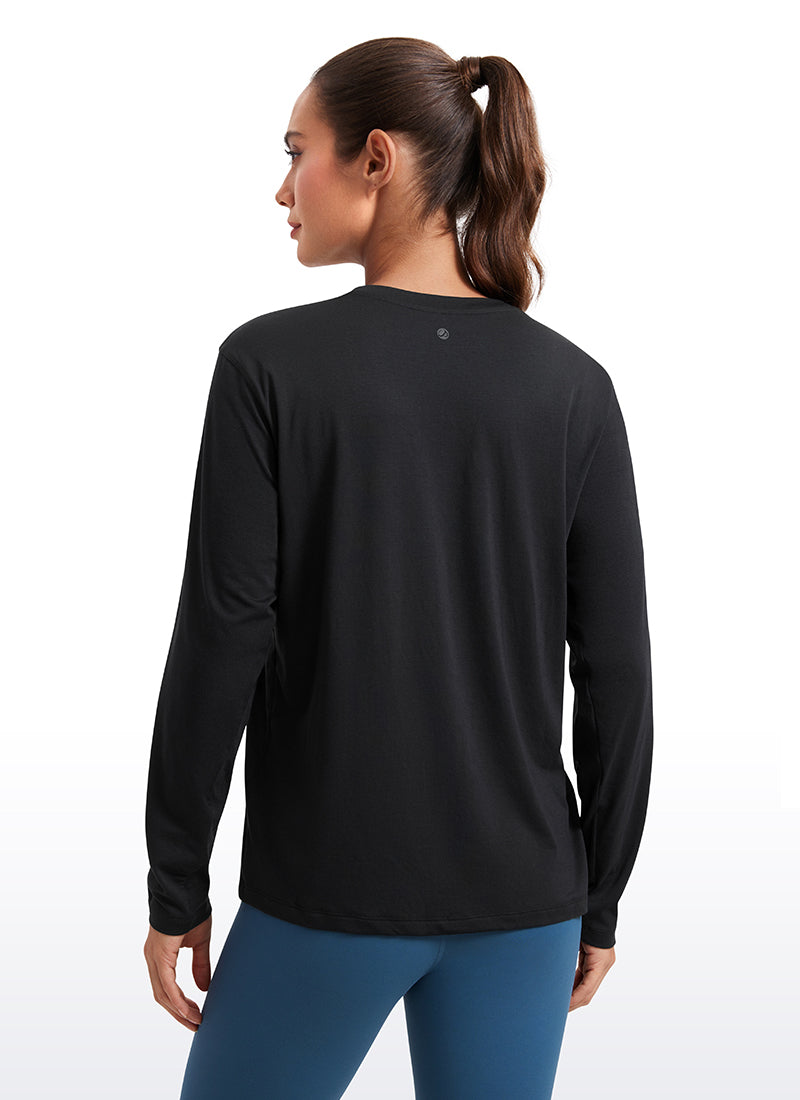 CRZ YOGA Women Workout Loose Fit Cassual Long Sleeves Quick Dry Black