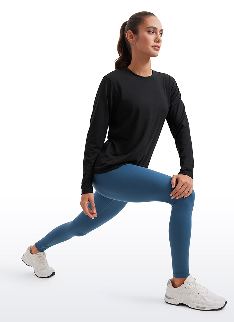 CRZ YOGA Women Workout Loose Fit Cassual Long Sleeves Quick Dry Black