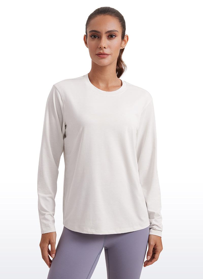 CRZ YOGA Women Workout Loose Fit Cassual Long Sleeves Quick Dry Milky White