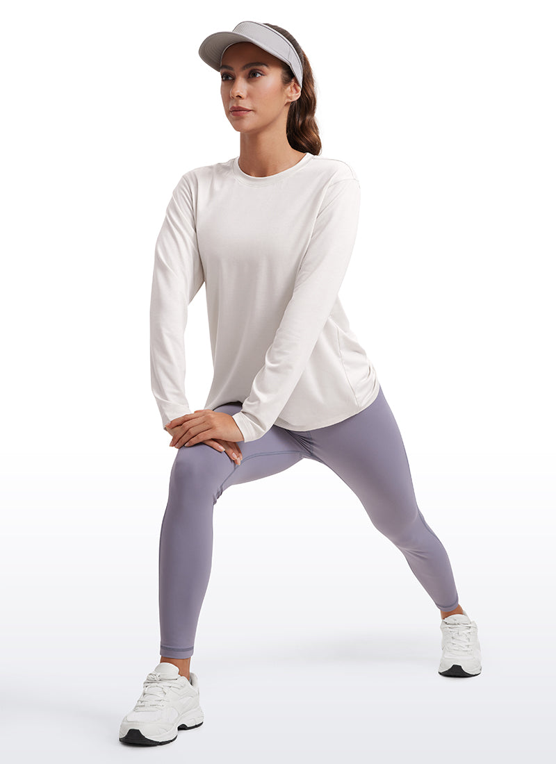 CRZ YOGA Women Workout Loose Fit Cassual Long Sleeves Quick Dry Milky White