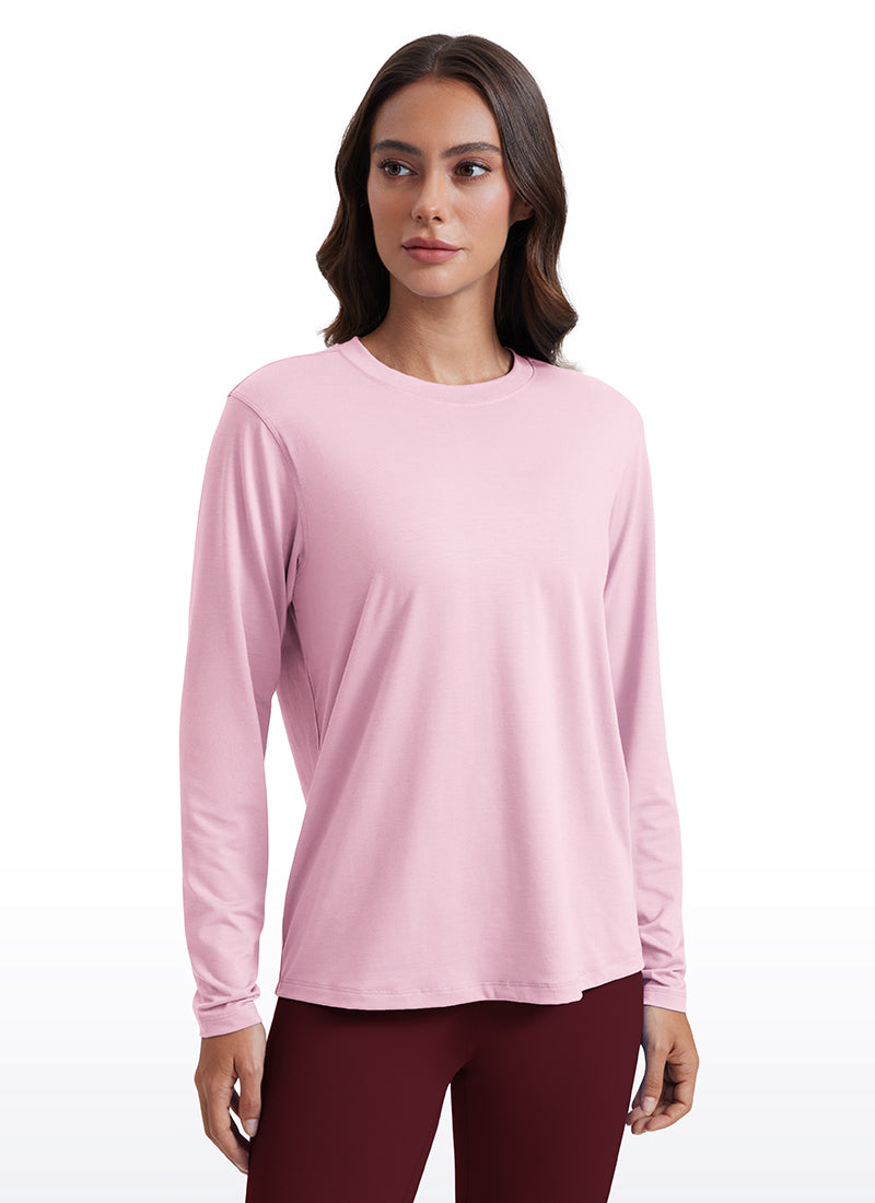 CRZ YOGA Women Workout Loose Fit Cassual Long Sleeves Quick Dry Pink Peony