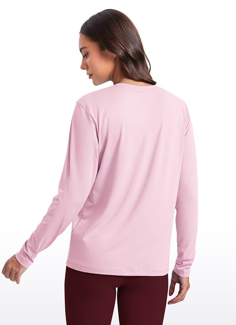 CRZ YOGA Women Workout Loose Fit Cassual Long Sleeves Quick Dry Pink Peony