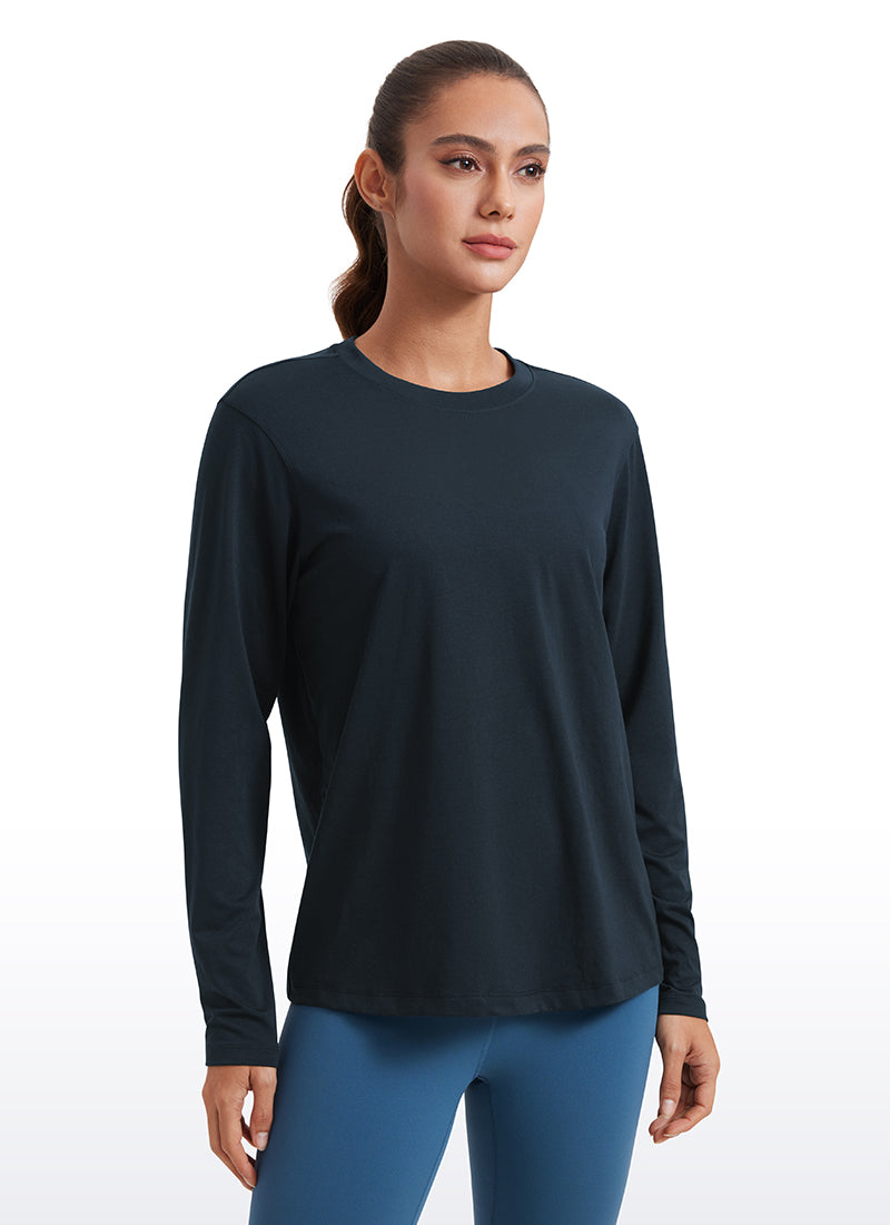 CRZ YOGA Women Workout Loose Fit Cassual Long Sleeves Quick Dry True Navy