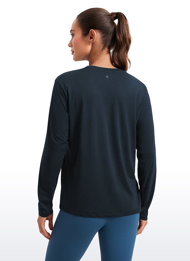 CRZ YOGA Women Workout Loose Fit Cassual Long Sleeves Quick Dry True Navy