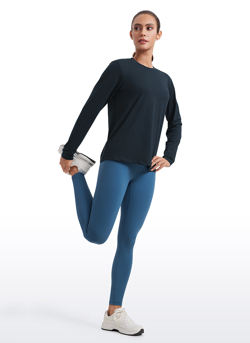 CRZ YOGA Women Workout Loose Fit Cassual Long Sleeves Quick Dry True Navy