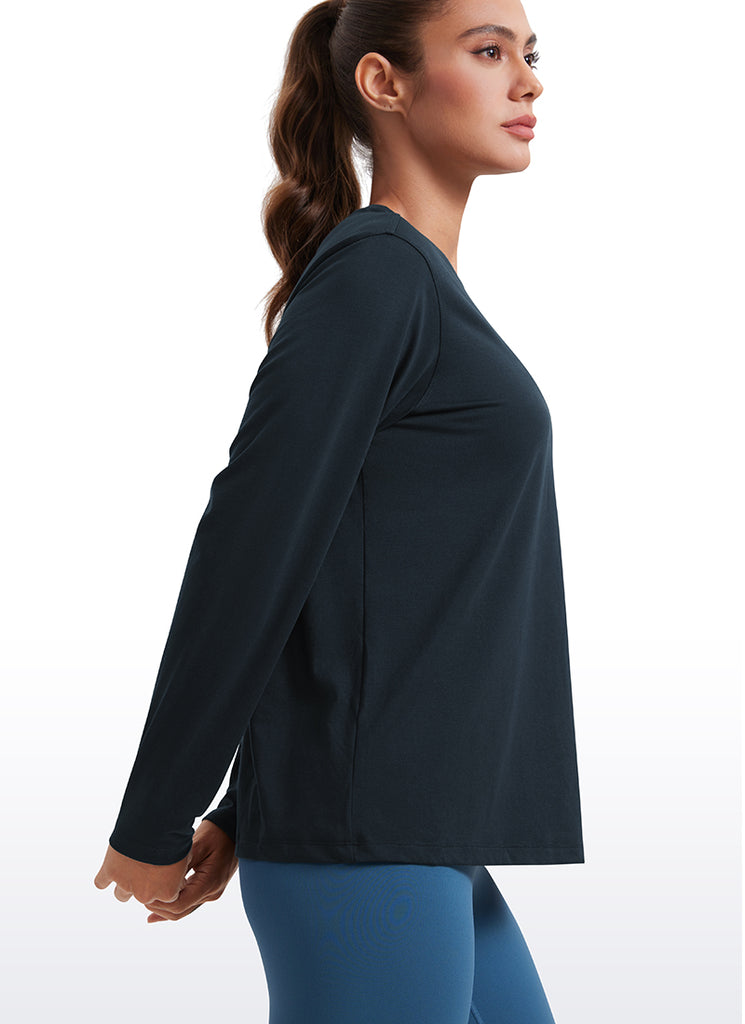 CRZ YOGA Women Workout Loose Fit Cassual Long Sleeves Quick Dry Milky White