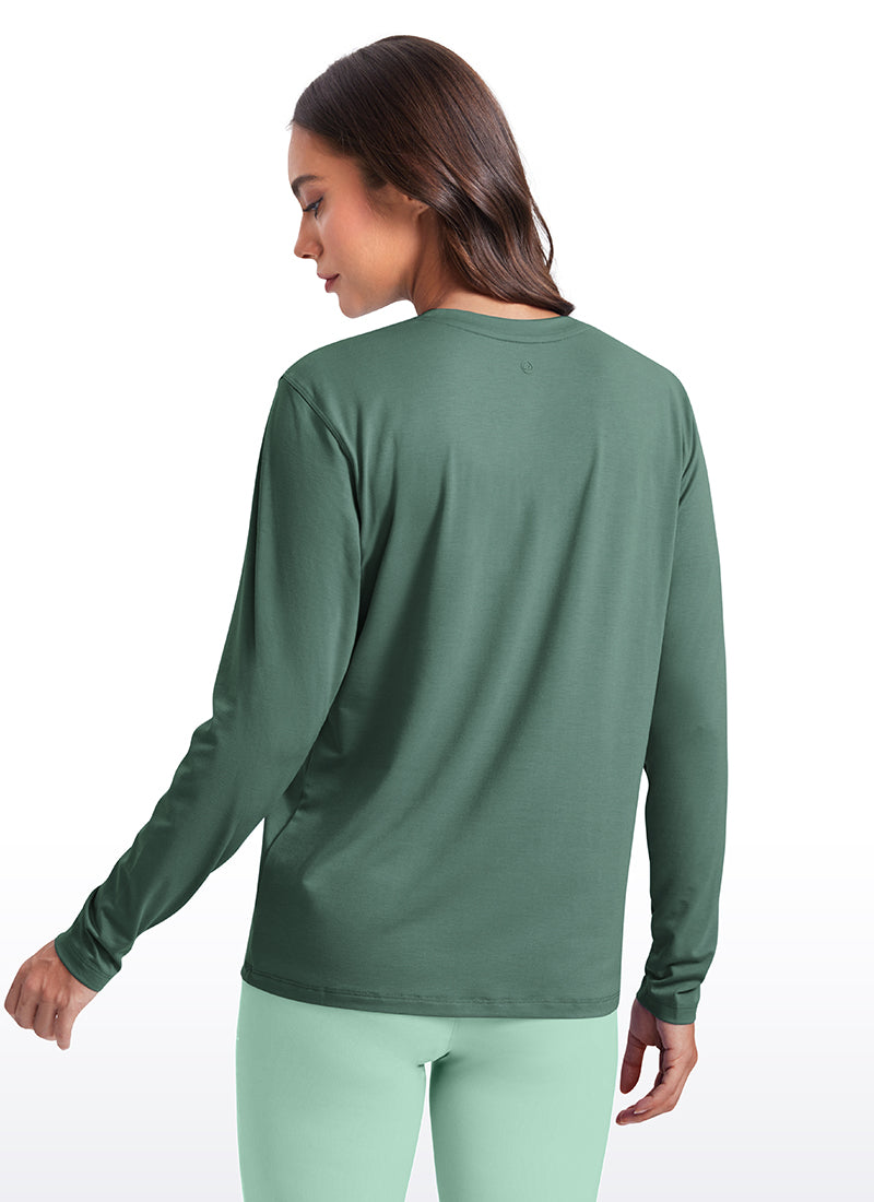 CRZ YOGA Women Workout Loose Fit Cassual Long Sleeves Quick Dry Graphite Green
