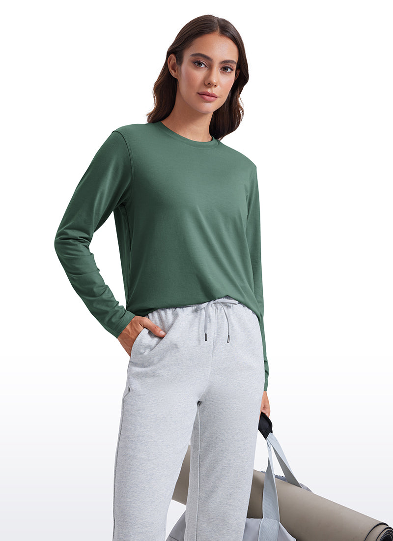 CRZ YOGA Women Workout Loose Fit Cassual Long Sleeves Quick Dry Graphite Green