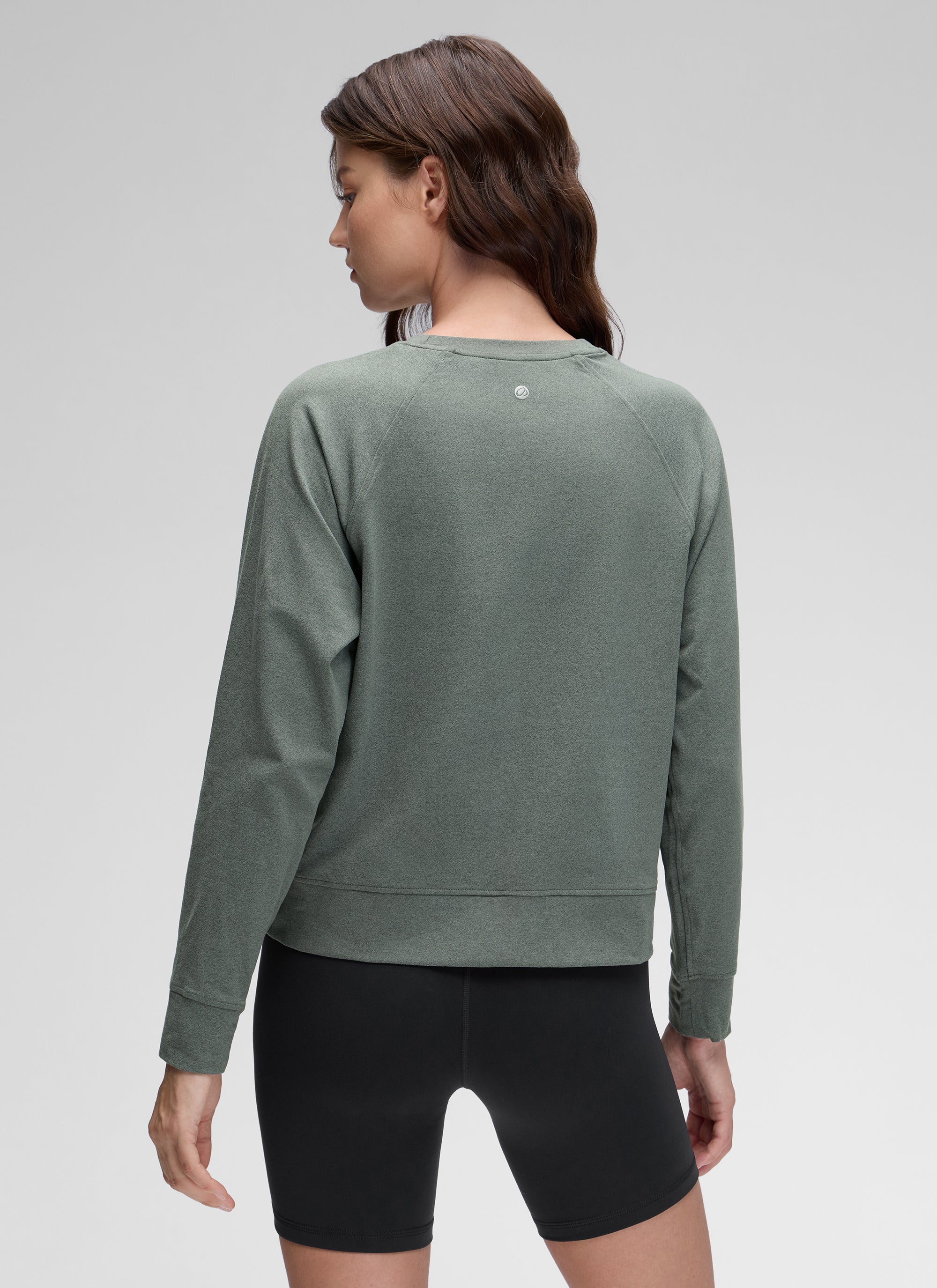 CRZ YOGA Women Casual Lightweight Relaxed Fit Long Sleeves Crew Neck Grey Sage