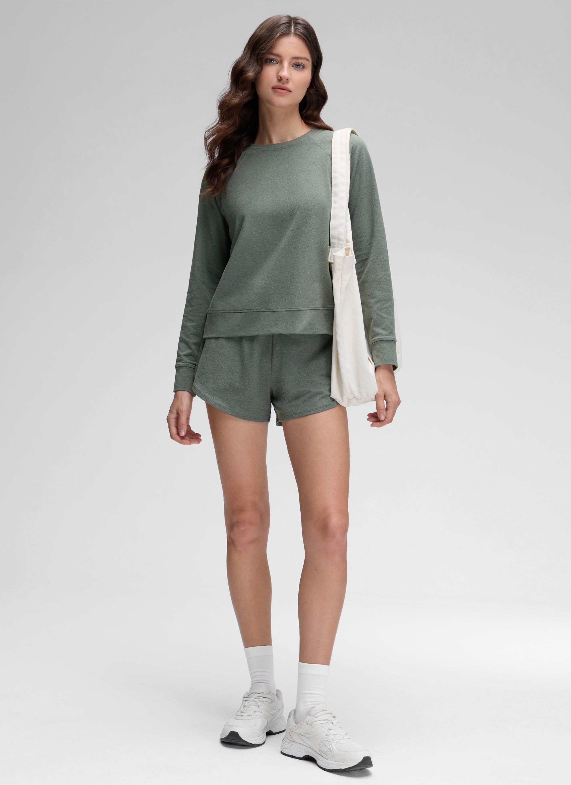 CRZ YOGA Women Casual Lightweight Relaxed Fit Long Sleeves Crew Neck Mojave Tan