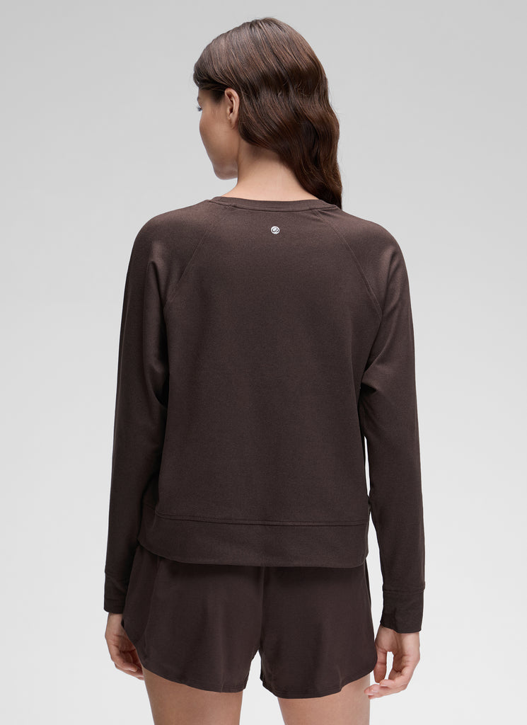 CRZ YOGA Women Casual Lightweight Relaxed Fit Long Sleeves Crew Neck Navy