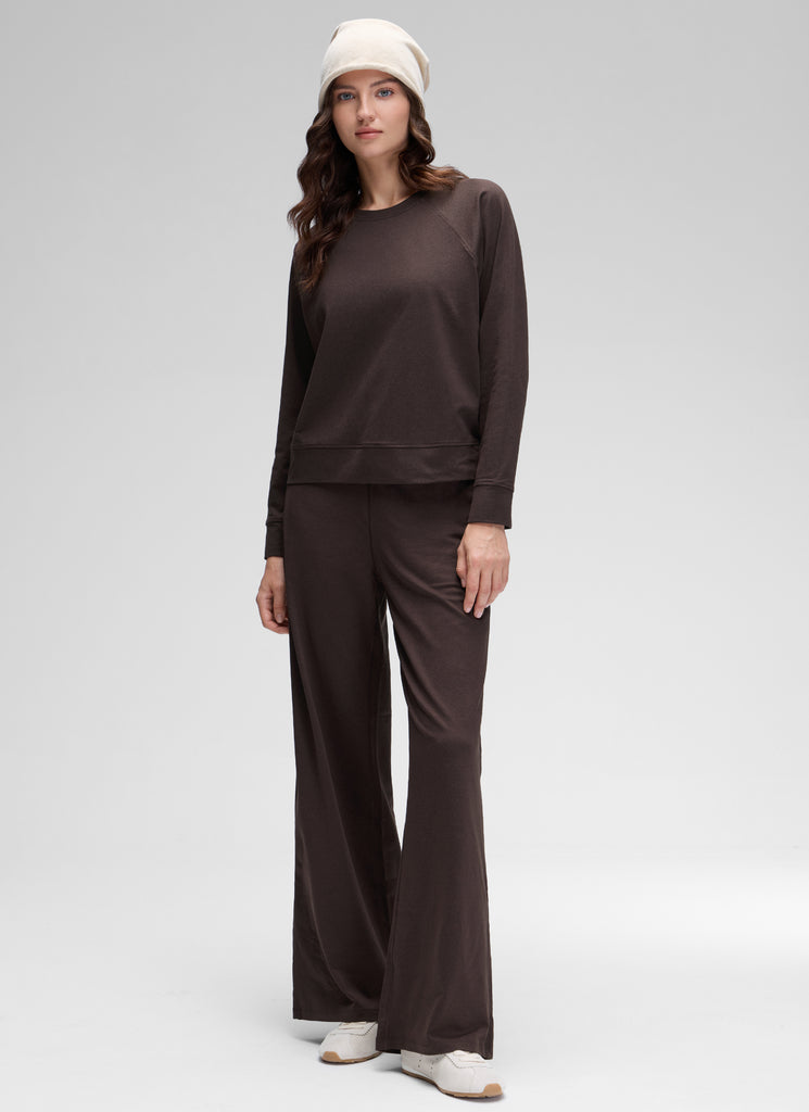 CRZ YOGA Women Casual Lightweight Relaxed Fit Long Sleeves Crew Neck Navy