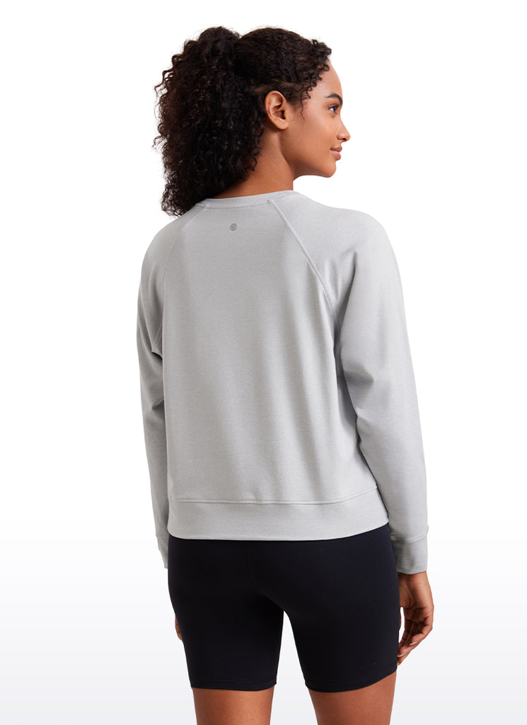 CRZ YOGA Women Casual Lightweight Relaxed Fit Long Sleeves Crew Neck Hot Fudge Brown