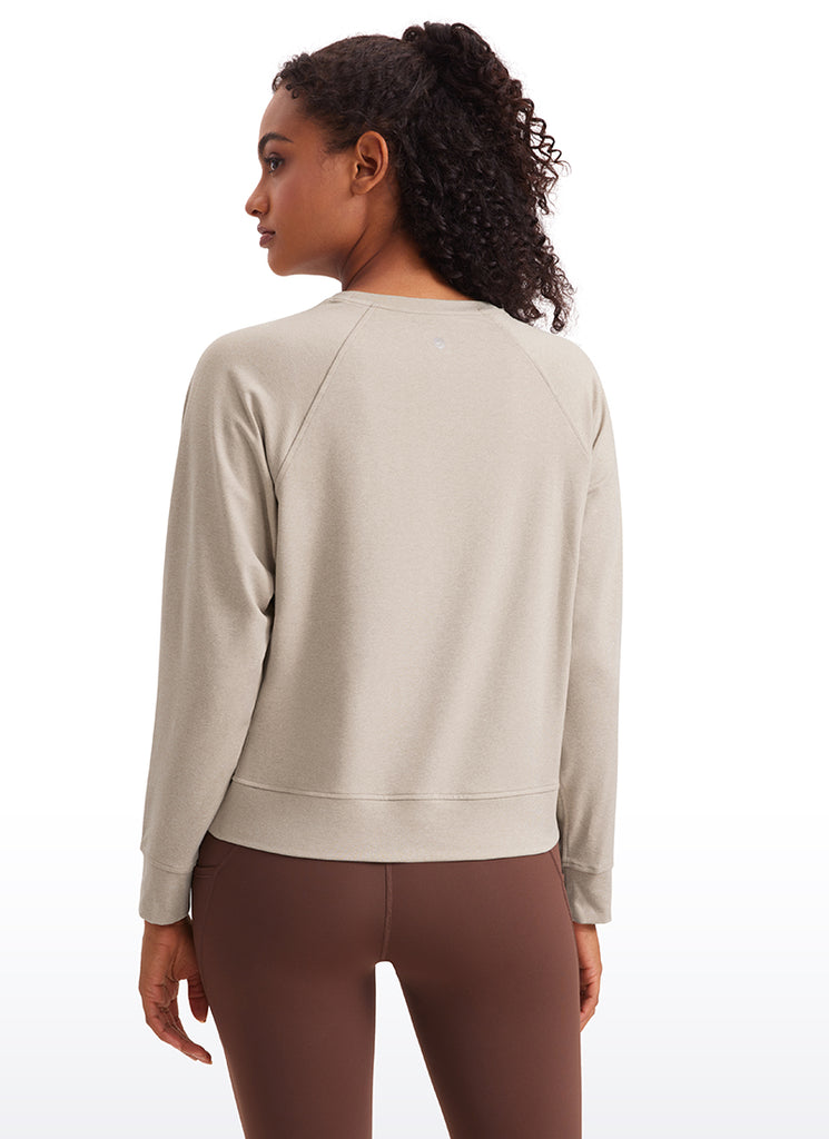 CRZ YOGA Women Casual Lightweight Relaxed Fit Long Sleeves Crew Neck Hot Fudge Brown
