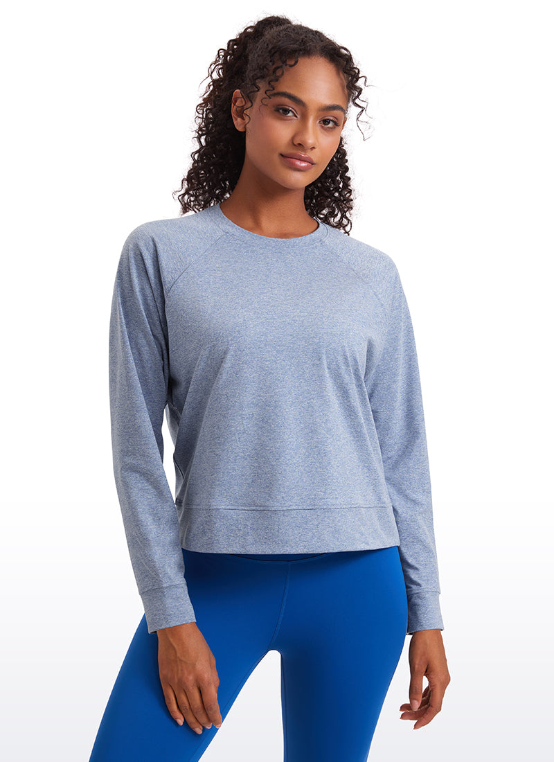 CRZ YOGA Women Casual Lightweight Relaxed Fit Long Sleeves Crew Neck Slate Blue