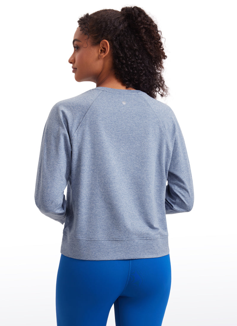 CRZ YOGA Women Casual Lightweight Relaxed Fit Long Sleeves Crew Neck Slate Blue