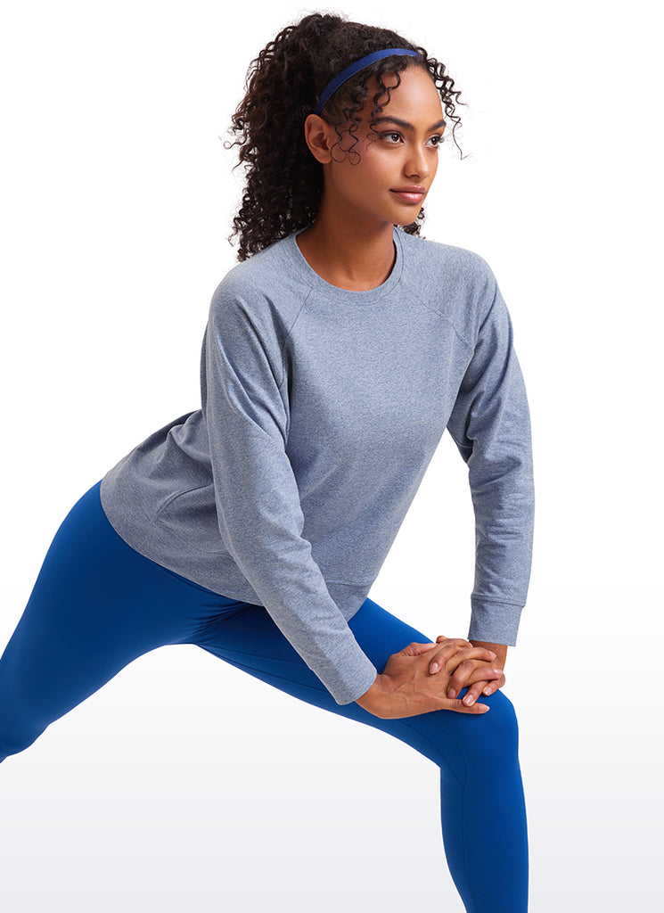 CRZ YOGA Women Casual Lightweight Relaxed Fit Long Sleeves Crew Neck Platinum Grey