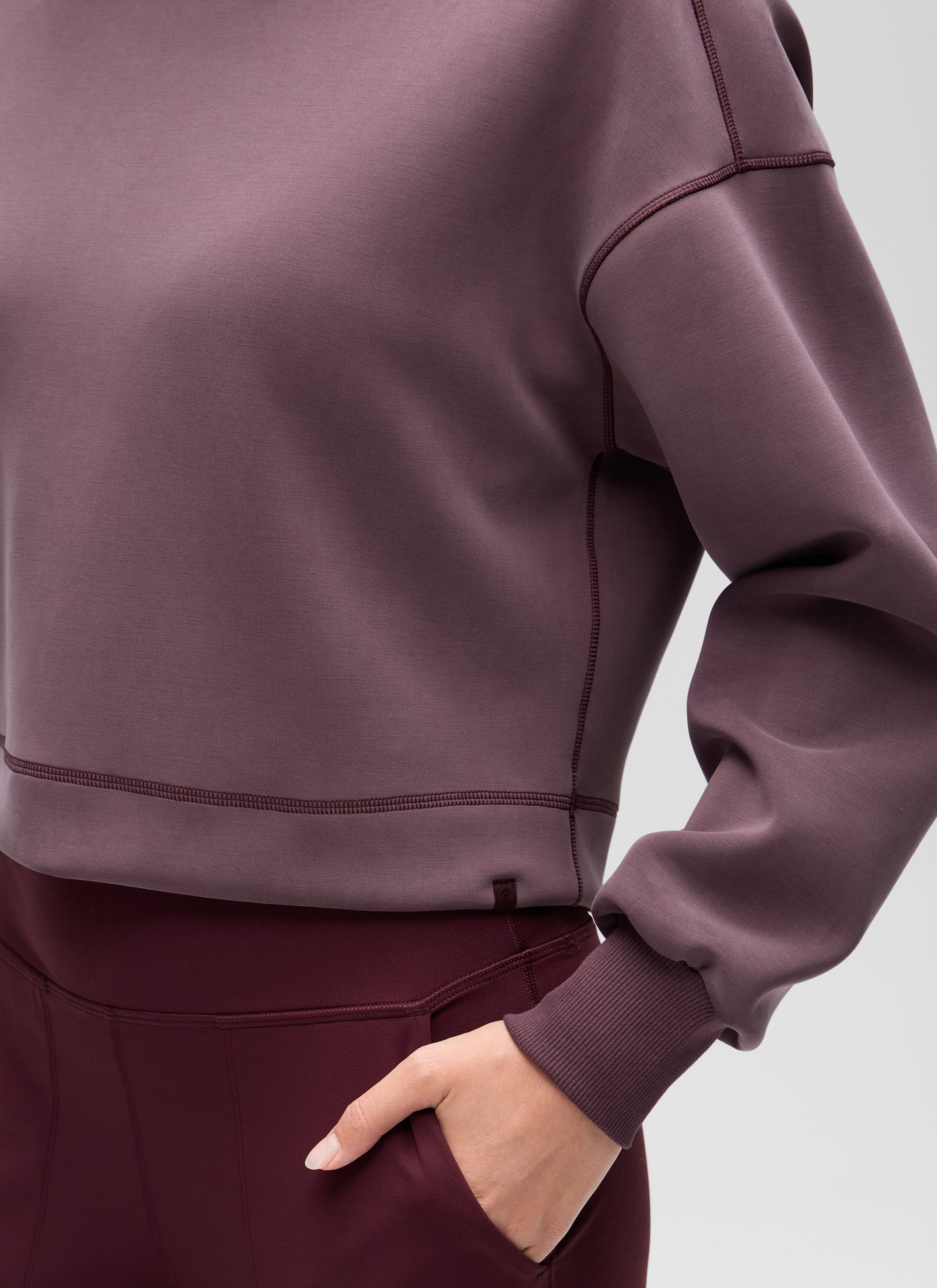 CRZ YOGA Women SoftAura Cropped Pullover Hoodis Long Sleeve Ripe Plum