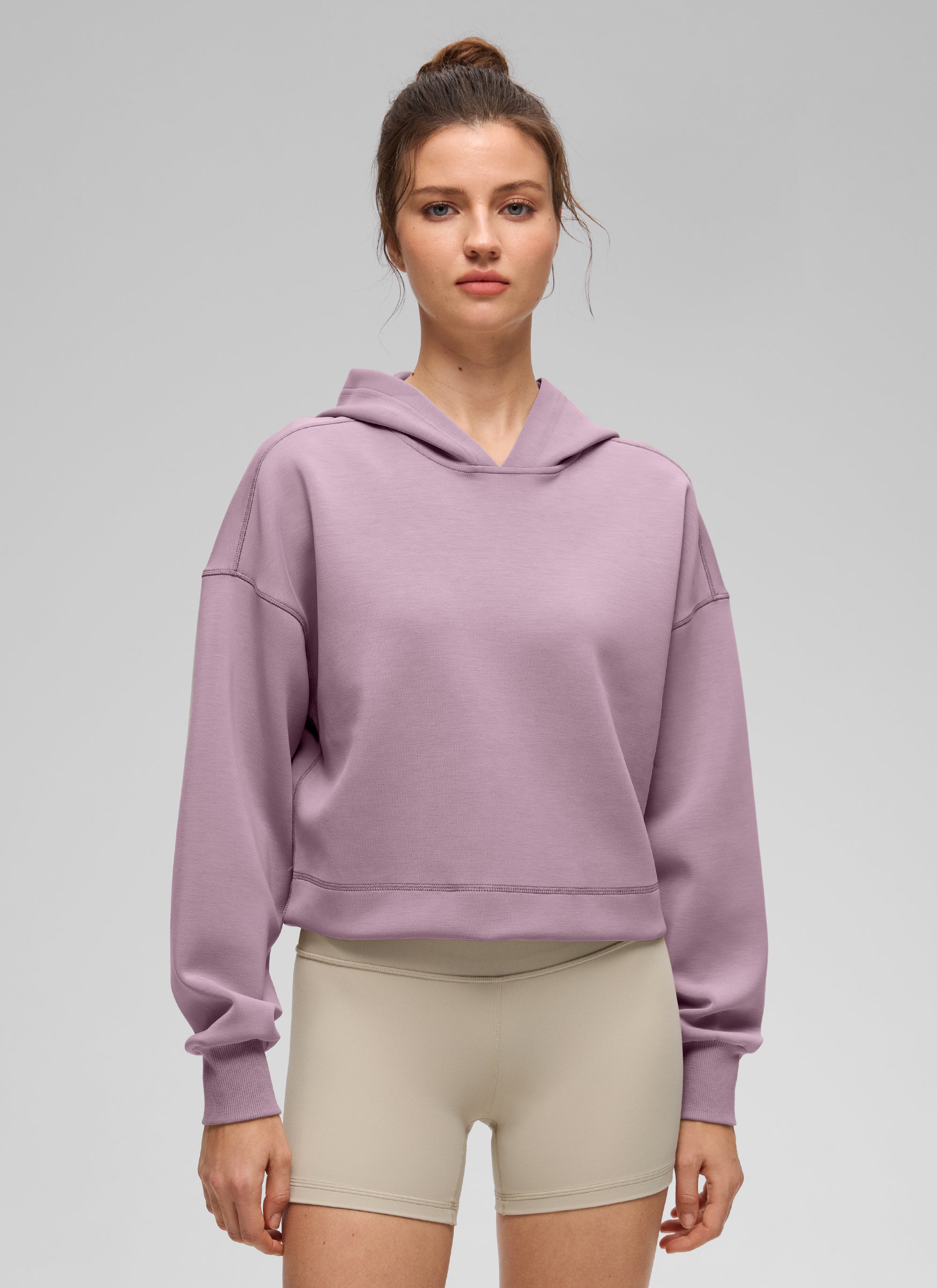 CRZ YOGA Women SoftAura Cropped Pullover Hoodis Long Sleeve Light Lavender