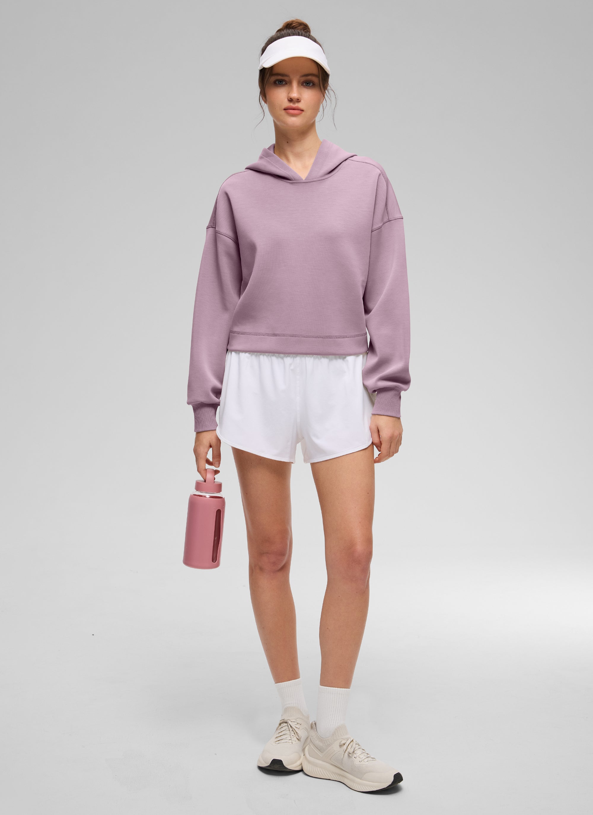 CRZ YOGA Women SoftAura Cropped Pullover Hoodis Long Sleeve Light Lavender