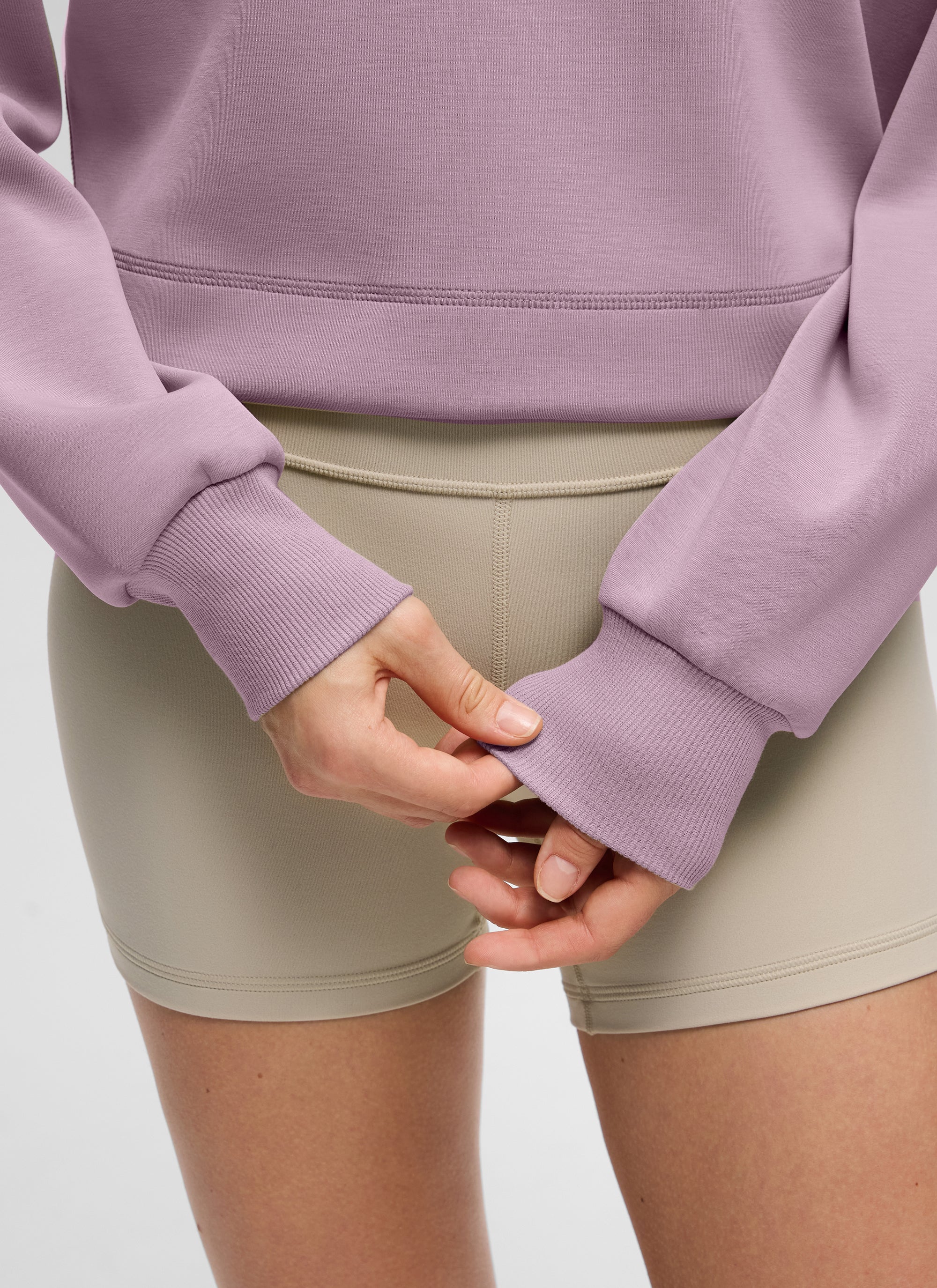 CRZ YOGA Women SoftAura Cropped Pullover Hoodis Long Sleeve Ink Blue