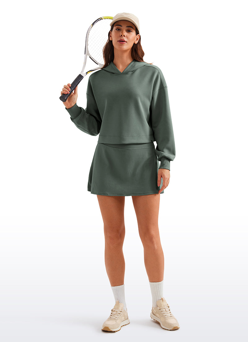 CRZ YOGA Women SoftAura Cropped Pullover Hoodis Long Sleeve Grey Sage