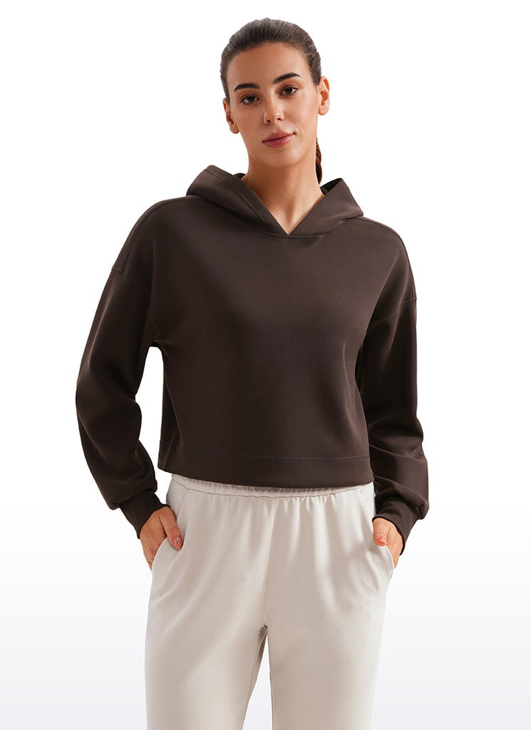CRZ YOGA Women SoftAura Cropped Pullover Hoodis Long Sleeve Oak