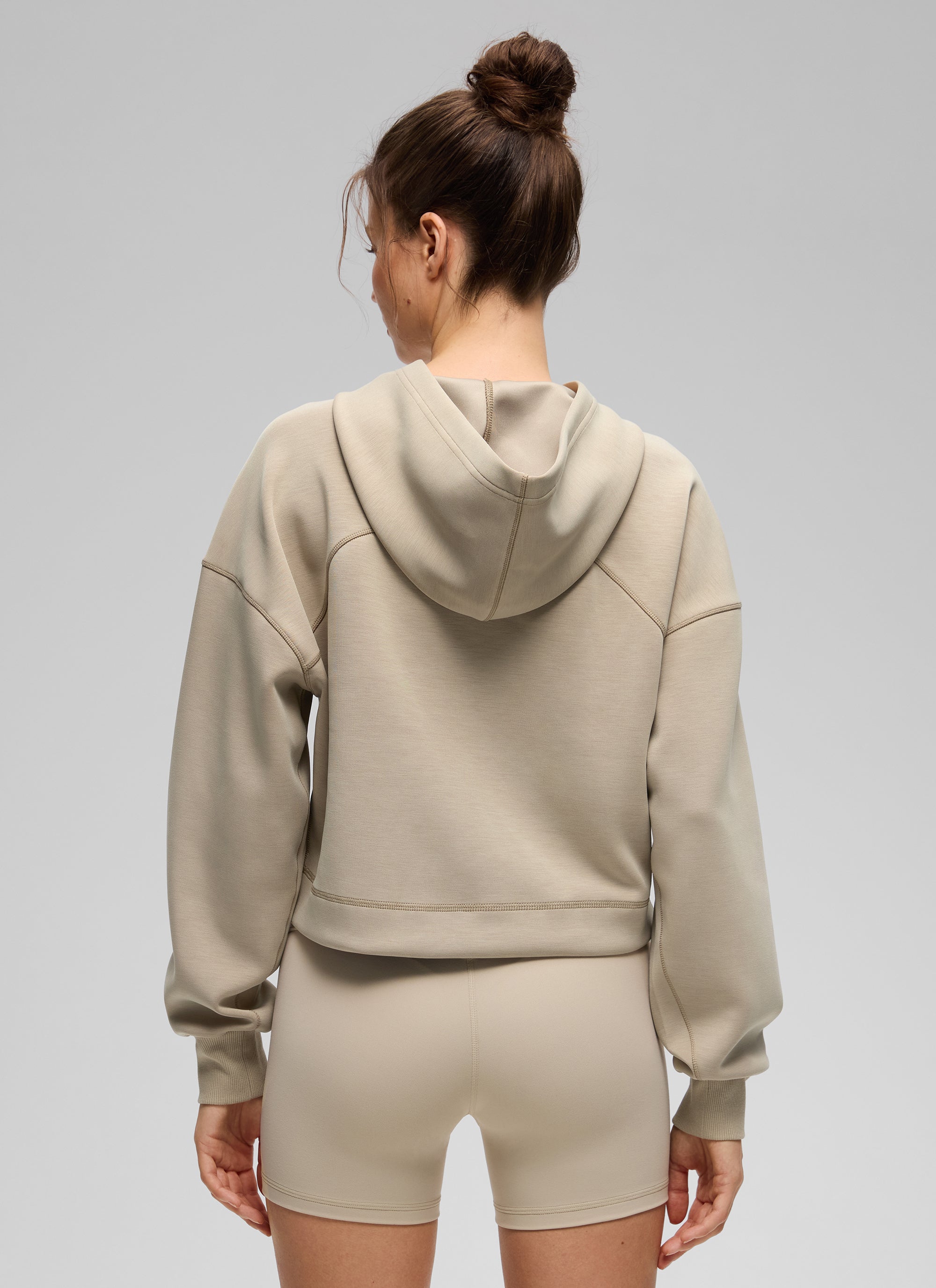 CRZ YOGA Women SoftAura Cropped Pullover Hoodis Long Sleeve Oak