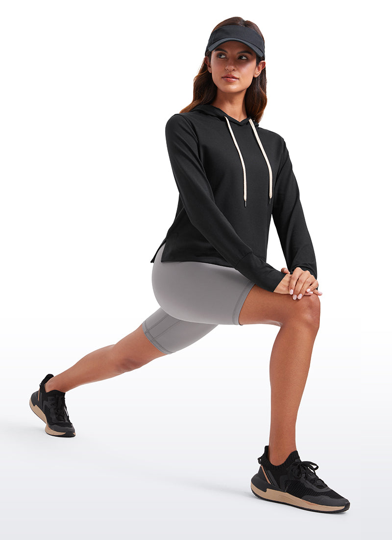 CRZ YOGA Women's Casual Workout Long Sleeve Hooded Sweat Shirts Black