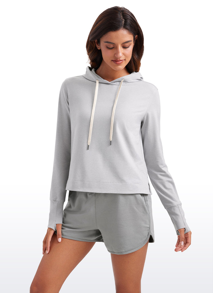 CRZ YOGA Women's Casual Workout Long Sleeve Hooded Sweat Shirts Navy