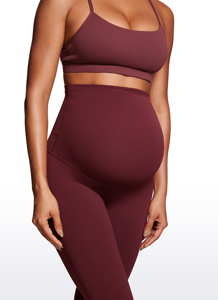 CRZ YOGA Women's Maternity Leggings Super High Rise Butterluxe 25'' Red Merlot