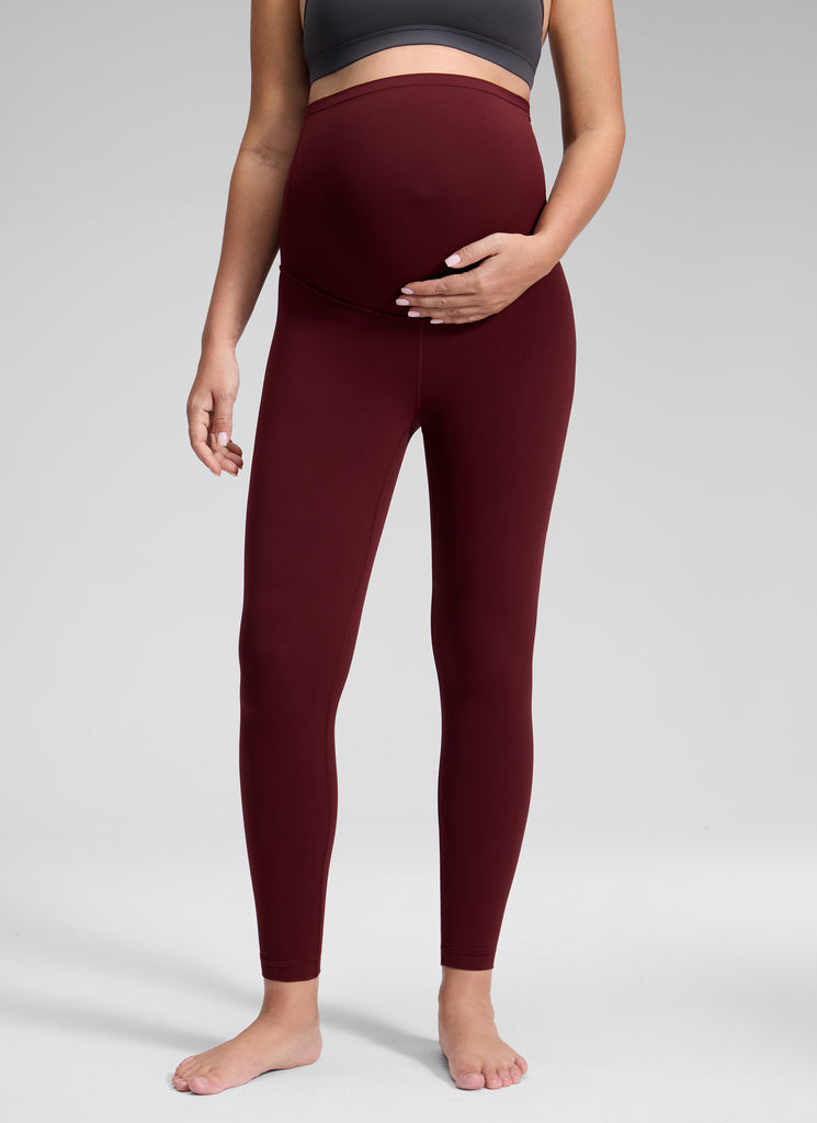 CRZ YOGA Women's Maternity Leggings Super High Rise Butterluxe 25'' Red Merlot