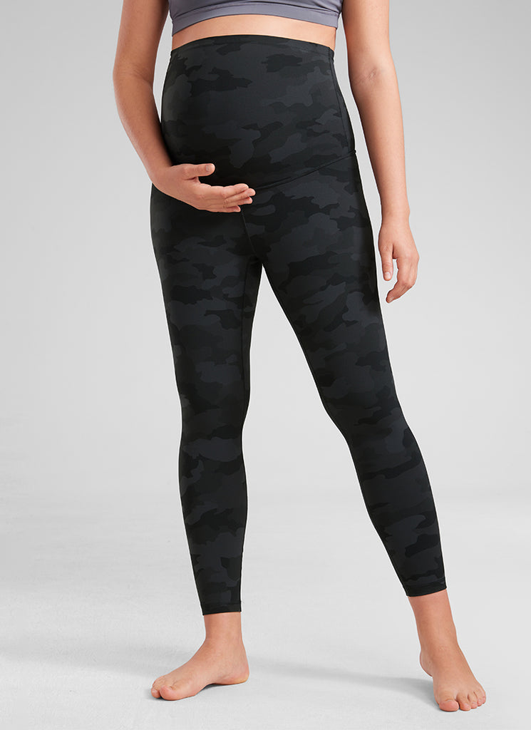 CRZ YOGA Women's Maternity Leggings Super High Rise Butterluxe 25'' Black Tie Dye Flowers