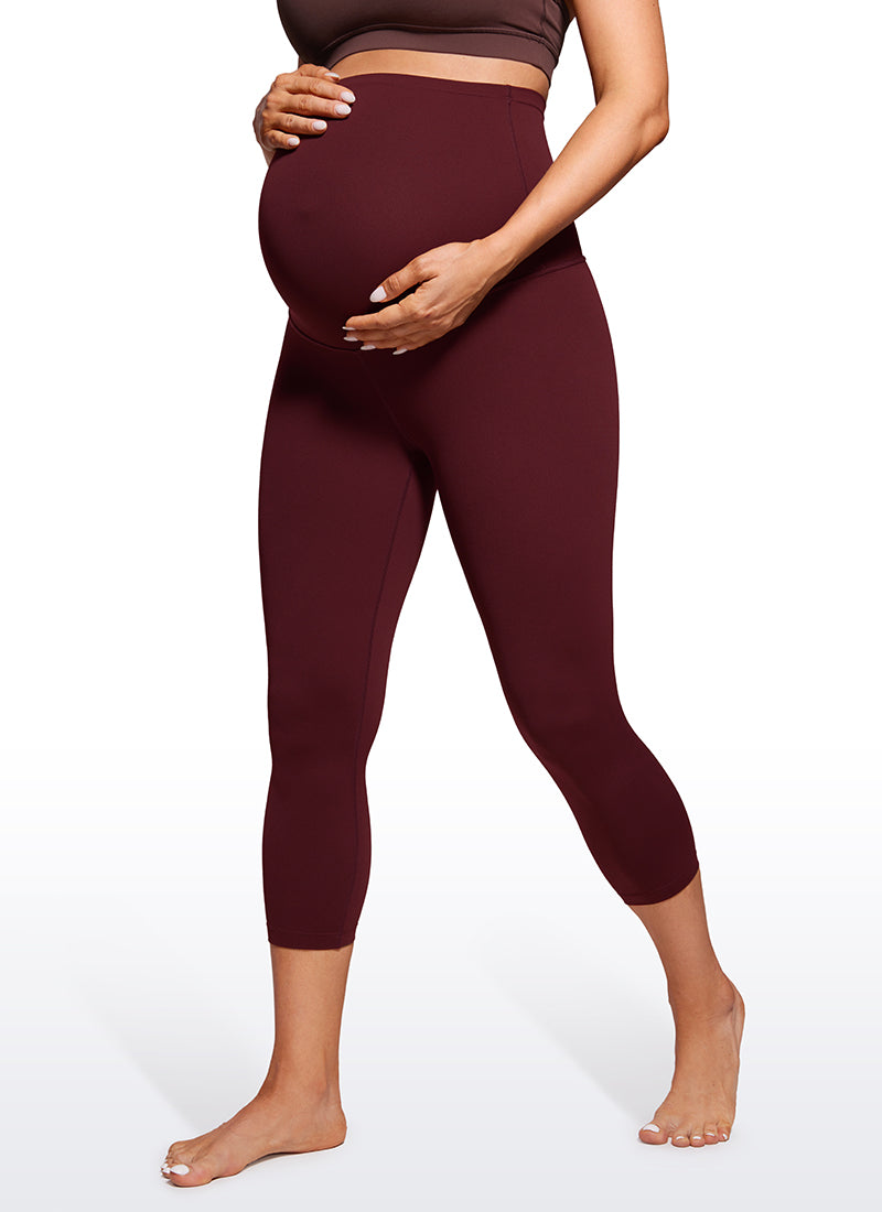 CRZ YOGA Women's Maternity Leggings Super High Rise Butterluxe 21'' Red Merlot