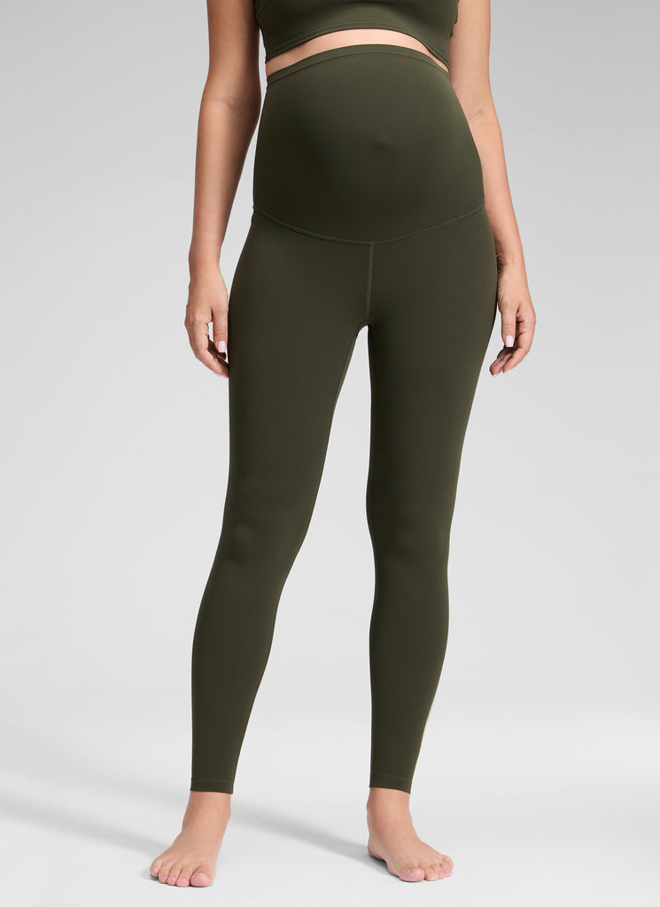 CRZ YOGA Women's Maternity Leggings Super High Rise Butterluxe 28'' Olive Green