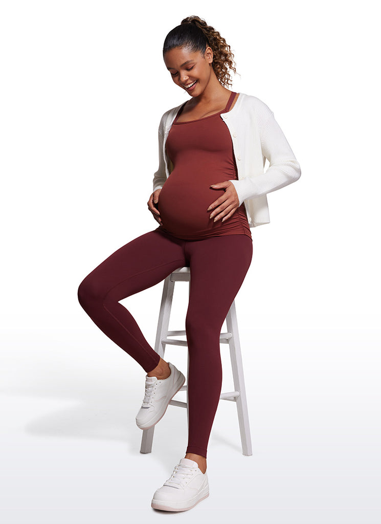 CRZ YOGA Women's Maternity Leggings Super High Rise Butterluxe 28'' Red Merlot
