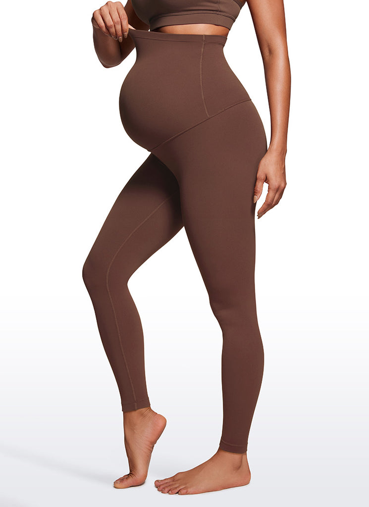 CRZ YOGA Women's Maternity Leggings Super High Rise Butterluxe 28'' Coffee Brown