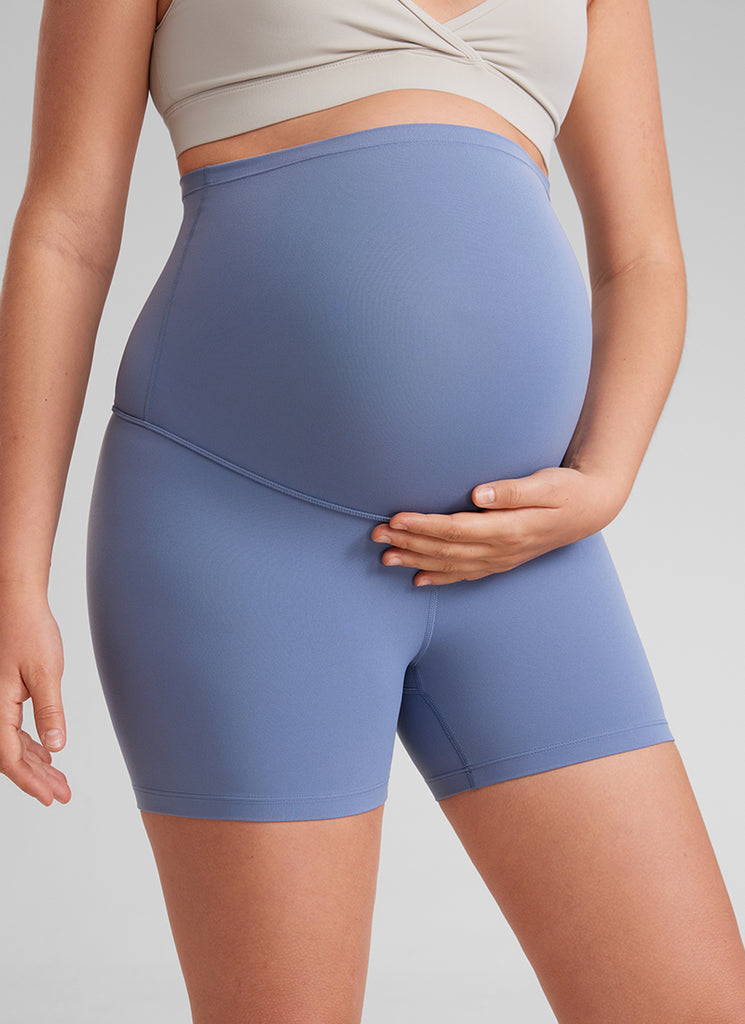 CRZ YOGA Women's Maternity Biker Shorts Super High Rise Butterluxe 4'' Deep Red