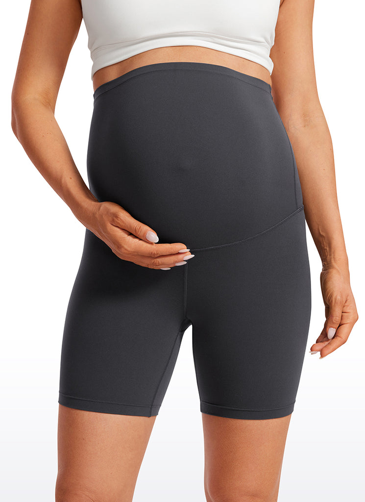 CRZ YOGA Women's Maternity Biker Shorts Super High Rise Butterluxe 6'' Mysterious Grey