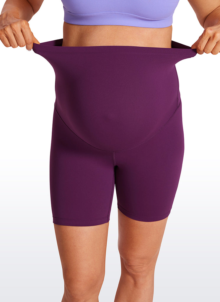CRZ YOGA Women's Maternity Biker Shorts Super High Rise Butterluxe 6'' Plum Magenta