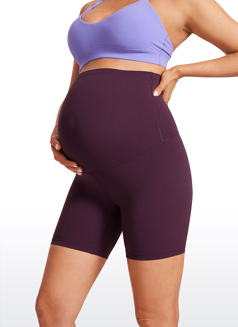 CRZ YOGA Women's Maternity Biker Shorts Super High Rise Butterluxe 6'' Deep Purple
