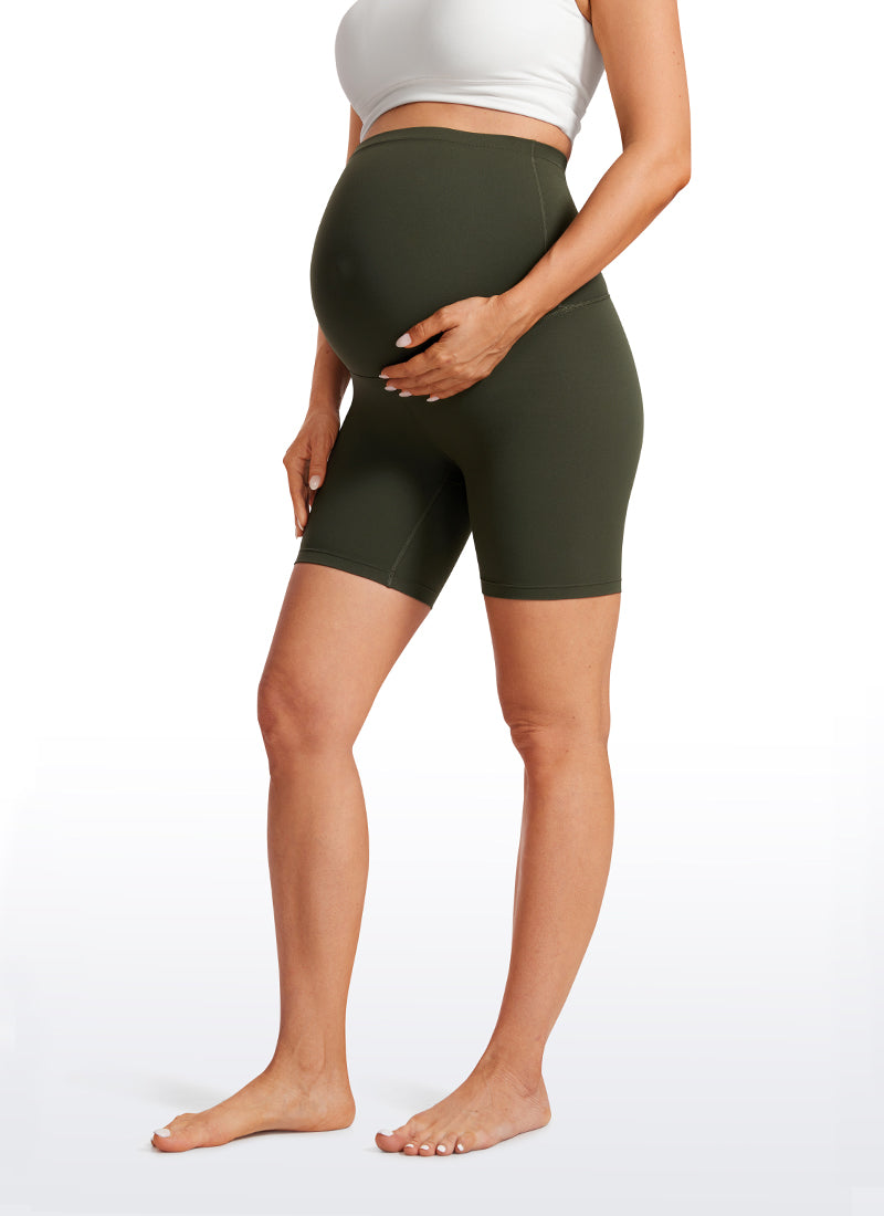 CRZ YOGA Women's Maternity Biker Shorts Super High Rise Butterluxe 6'' Olive Green
