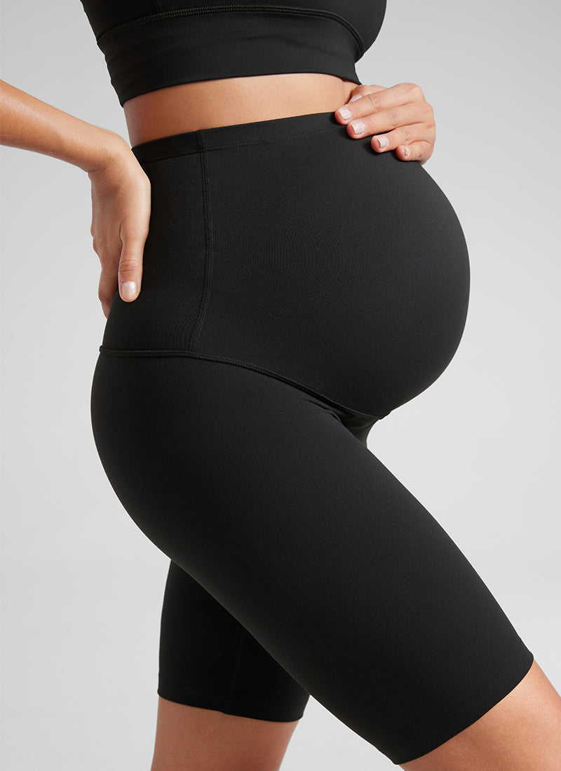 CRZ YOGA Women's Maternity Biker Shorts Super High Rise Butterluxe 8'' Black