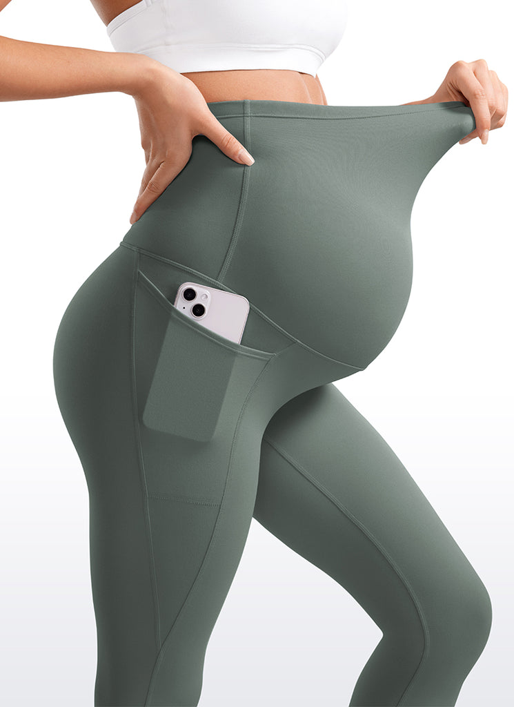 CRZ YOGA Womens Butterluxe Maternity Leggings with Pockets 25" Grey Sage