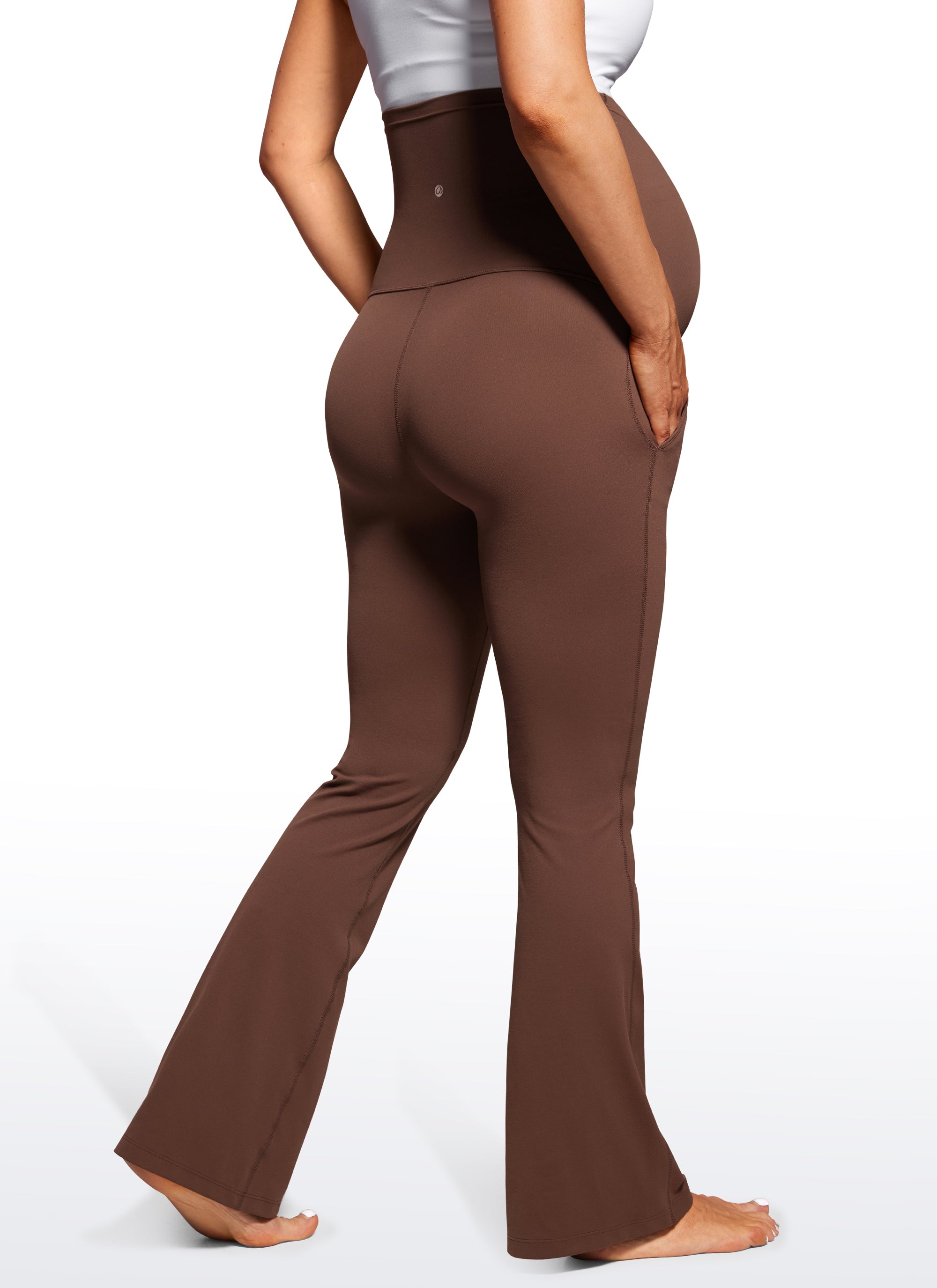 CRZ YOGA Women's Maternity Flare Leggings Pockets Butterluxe 31'' Black