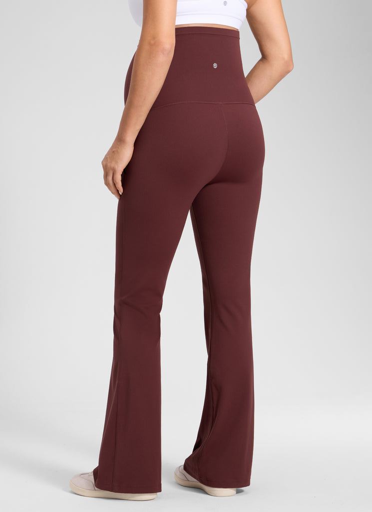 CRZ YOGA Women's Maternity Flare Leggings Pockets Butterluxe 31'' Coffee Brown